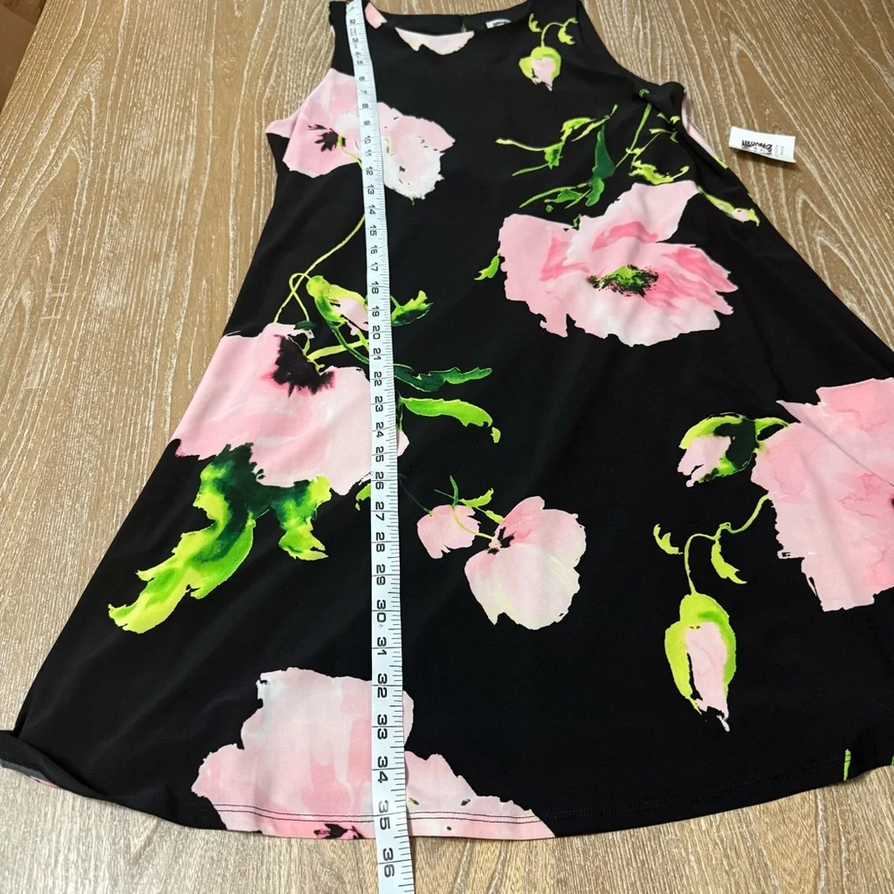 Anne Klein Sleeveless A-Line Floral Dress Women’s 8 NWT Flowy Chic Peony Black